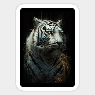 Tiger Portrait Animal Nature Wildlife Dark Painting Wild Spirit Sticker